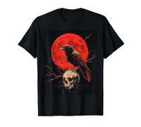 Cuervo Calavera Luna Hombre Gótico Sombrío Mujer Cuervo Camiseta
