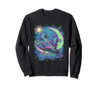 Cuervo celestial de ensueño descansando en una luna creciente Sudadera