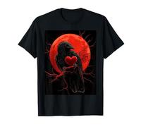 Cuervo Corazón Luna Hombre Gótico Sombrío Mujer Cuervo Camiseta