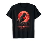 Cuervo Corazón Luna Hombre Gótico Sombrío Mujer Cuervo Camiseta