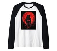 Cuervo Corazón Luna Hombre Gótico Sombrío Mujer Cuervo Camiseta Manga Raglan