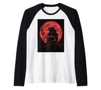 Cuervo Corazón Luna Hombre Gótico Sombrío Mujer Cuervo Camiseta Manga Raglan