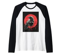 Cuervo Corazón Luna Hombre Gótico Sombrío Mujer Cuervo Camiseta Manga Raglan