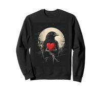 Cuervo Corazón Luna Hombre Gótico Sombrío Mujer Cuervo Sudadera