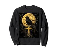 Cuervo Cruz Luna Hombre Gótico Sombrío Mujer Cuervo Sudadera