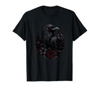 Cuervo de Medianoche con Rosas oscuras Cuervo gótico Camiseta