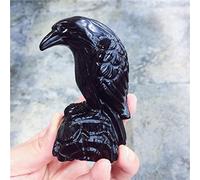 Cuervo De Piedra De Cristal De Obsidiana Negra Natural, Figurita De Animal Tallada A Mano, Artesanía Energética, Decoración Del Hogar Como Regalo