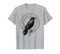 Cuervo de Valhalla Cuervos Runas de Odín Brújula nórdica Vikingo Camiseta, Hombre, Gris Jaspeado, 6XL