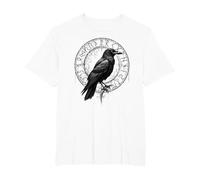 Cuervo de Valhalla Cuervos Runas de Odín Brújula nórdica Vikingo Camiseta, Hombre Tallas Grandes, Blanco, 6X Alto