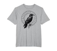 Cuervo de Valhalla Cuervos Runas de Odín Brújula nórdica Vikingo Camiseta, Hombre Tallas Grandes, Gris Jaspeado, 6X Alto