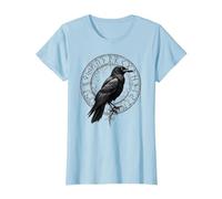Cuervo de Valhalla Cuervos Runas de Odín Brújula nórdica Vikingo Camiseta, Mujer, Azul Bebé, L