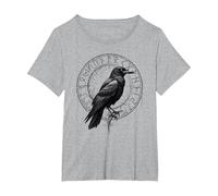 Cuervo de Valhalla Cuervos Runas de Odín Brújula nórdica Vikingo Camiseta, Mujer Tallas Grandes, Gris Jaspeado, 6XL Grande