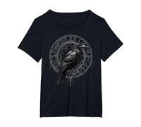 Cuervo de Valhalla Cuervos Runas de Odín Brújula nórdica Vikingo Camiseta, Mujer Tallas Grandes, Negro, 6XL Grande
