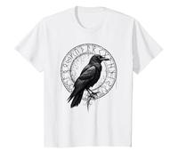 Cuervo de Valhalla Cuervos Runas de Odín Brújula nórdica Vikingo Camiseta, Niños, Blanco, 6 años