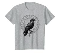 Cuervo de Valhalla Cuervos Runas de Odín Brújula nórdica Vikingo Camiseta, Niños, Gris Jaspeado, 6 años