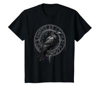 Cuervo de Valhalla Cuervos Runas de Odín Brújula nórdica Vikingo Camiseta, Niños, Negro, 6 años