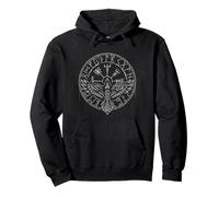 Cuervo de Valhalla Cuervos Runas de Odín Brújula nórdica Vikingo Sudadera con Capucha