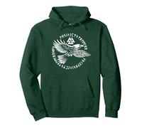 Cuervo de Valhalla Cuervos Runas de Odín Brújula nórdica Vikingo Sudadera con Capucha, Unisex para Adultos, Verde Bosque, L