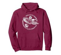 Cuervo de Valhalla Cuervos Runas de Odín Brújula nórdica Vikingo Sudadera con Capucha, Unisex para Adultos, Granate, M