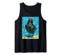 Cuervo Divertido con Gafas de Sol Cool Summer Animal Swimming Raven Camiseta sin Mangas