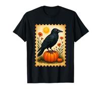 Cuervo en la calabaza bajo el sol con flores Camiseta