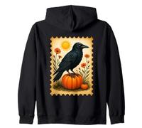 Cuervo en la calabaza bajo el sol con flores Sudadera con Capucha