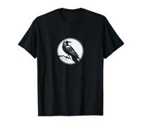 Cuervo en la Rama Desnuda Antes de Luna Llena Camiseta gráfica económica, Hombre, Negro, XL