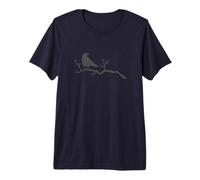 Cuervo en una Rama Cuervo pájaro Animal Camiseta Premium