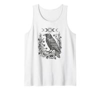 Cuervo Fases Lunares Místico Celestial Oculto Gótico Cuervo Amante Camiseta sin Mangas