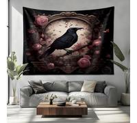 Cuervo GóTico Oscuro Tapicería Tapiz, Tapices, Esterilla de Playa, Placa de Picnic, Rosas Rosas Decoración de Pared, Tapiz Pared Arte de Pared en el Techo 200x150 cm