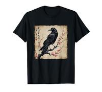 Cuervo gótico pájaro cuervo luna luz noche etérea niebla Camiseta