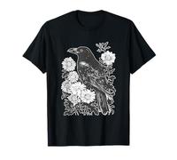 Cuervo gótico, pájaro, cuervo, luna, luz, noche, retro, aspecto de terror Camiseta