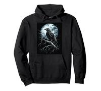 Cuervo Luna Hombre Gótico Sombrío Mujer Cuervo Sudadera con Capucha