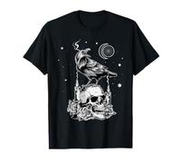 Cuervo Negro Calavera Tarot Oculto Estética Gótica Camiseta