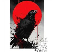 Cuervo Negro Puzzle de 1000 Piezas Papel para Adultos Círculo Rojo Juego de Puzzle 1000 Piezas Decoración Hogar 70x50cm/1000pcs