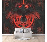 Cuervo Papel Pintado 500 × 280 cm Cuervo Rúnico Vikingo Papel Pintado Fotomurales Pared Tejido No Tejido Decorativos Murales Fotográfico Moderno Decoración de Paredes