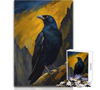 Cuervo posado contra Fondo de montaña,Pintura Rompecabezas de 1000 Piezas para Adolescentes,Juego Educativo para el Desarrollo de Habilidades, Momentos Especiales,tamaño 50x75cm