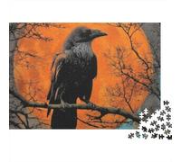 Cuervo posado Rompecabezas Escena Noche Halloween Adultos Cartón Premium 1000 Piezas, Alivio Estrés, Actividad Hogar, Juego Desafiante Noches Familiares Y Vacaciones 38x26cm/1000pcs