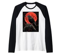 Cuervo Rata Luna Hombre Gótico Sombrío Mujer Cuervo Camiseta Manga Raglan