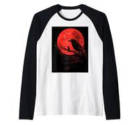 Cuervo Rata Luna Hombre Gótico Sombrío Mujer Cuervo Camiseta Manga Raglan