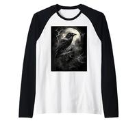 Cuervo Rata Luna Hombre Gótico Sombrío Mujer Cuervo Camiseta Manga Raglan
