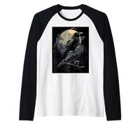 Cuervo Rata Luna Hombre Gótico Sombrío Mujer Cuervo Camiseta Manga Raglan