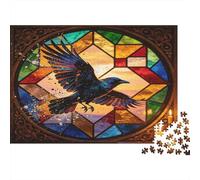 Cuervo Vidriera Puzzle de 1000 Piezas Papel para Adultos Mosaico Colorido Juego de Puzzle 1000 Piezas Decoración Relajante Nan