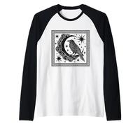 Cuervo Vigilante De La Noche Místico Celestial Arte Gótico Cuervo Camiseta Manga Raglan