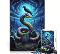 Cuervo y Serpiente en el Cementerio Rompecabezas para Adultos, 1000 Piezas Fortalece la Memoria, Alivia la ansiedad, Borde Liso, cálida Sorpresa (50x75cm)