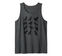 Cuervos Ilustración Ave Vintage Cuervos Camiseta sin Mangas