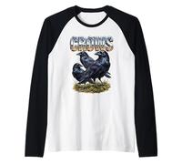 Cuervos Vintage 70s 90s Cuervos Retro Cuervo Aves Amante Cuervo Camiseta Manga Raglan