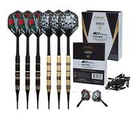 CUESOUL Jazz - Juego de dardos de punta suave, 19 gramos con 6 plumas integradas de plástico AK5 y 36 puntas de plástico para dardos electrónicos, Rosa negra + calavera blanca.