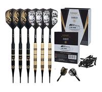 CUESOUL Jazz - Juego de Dardos de Punta Suave de 19 Gramos con 6 Plumas integradas de plástico AK5 y 36 Puntas de plástico para Tablero electrónico de Dardos