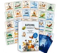 Cuestionario de animales para niños, juego de adivinanzas de la vida silvestre con 50 cartas, juego de conocimientos para 2 - 6 jugadores, juego familiar para animales adivinar y aprender juntos